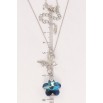 Кулон Xuping колір Родій з кр-ми Swarovski на ланцюжку Метелик з квіточкою Capri Blue довжина 40-45см х 1мм фото №2