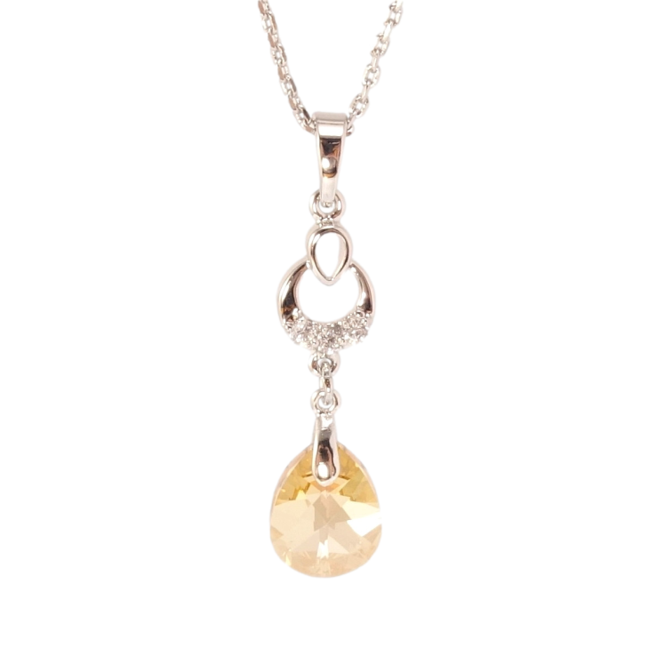 Кулон Xuping колір Родій з кр-ми Swarovski на ланцюжку Витончена підвіска з кристалом Light Topaz довжина 39-45см х фото №9
