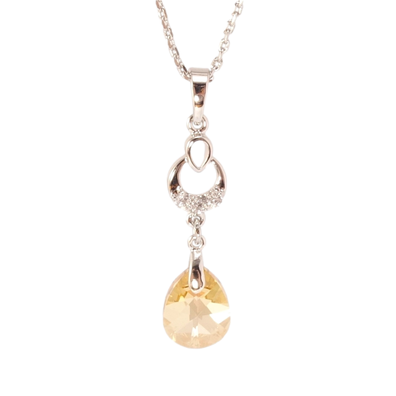 Кулон Xuping колір Родій з кр-ми Swarovski на ланцюжку Витончена підвіска з кристалом Light Topaz довжина 39-45см х фото №1