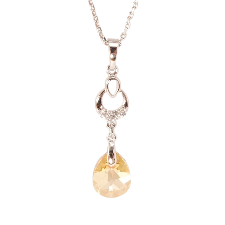 Кулон Xuping колір Родій з кр-ми Swarovski на ланцюжку Витончена підвіска з кристалом Light Topaz довжина 39-45см х фото №1
