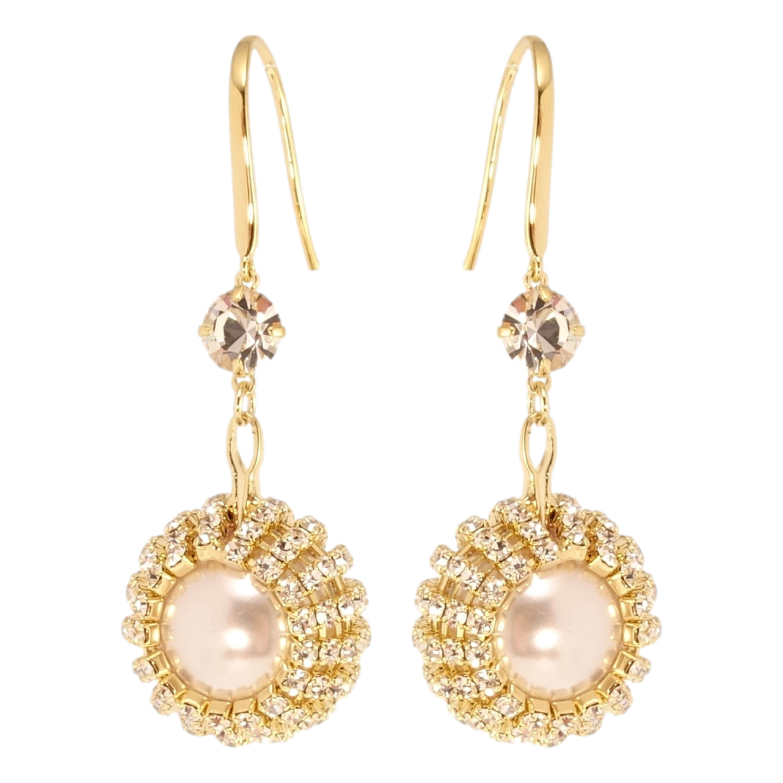 Серьги Xuping цвет 14K с кристаллами Swarovski французский замок Изящные жемчужные подвески с кр-ми фото №1