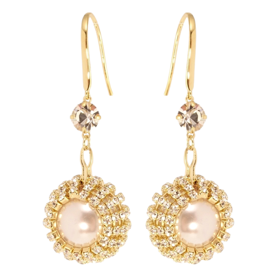 Сережки Xuping колір 14K з кристалами Swarovski французький замок Витончені перлинні підвіски з кр-ми Clear фото №1