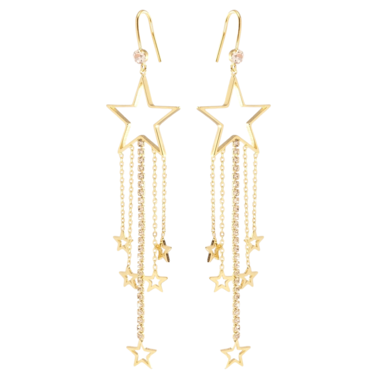 Сережки Xuping колір 14K з кристалами Swarovski французький замок Зоряні підвіски фото №5 Сережки Xuping колір 14K з кристалами Swarovski французький замок Зоряні підвіски фото №5