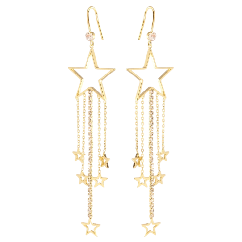 Сережки Xuping колір 14K з кристалами Swarovski французький замок Зоряні підвіски фото №1 Сережки Xuping колір 14K з кристалами Swarovski французький замок Зоряні підвіски фото №1