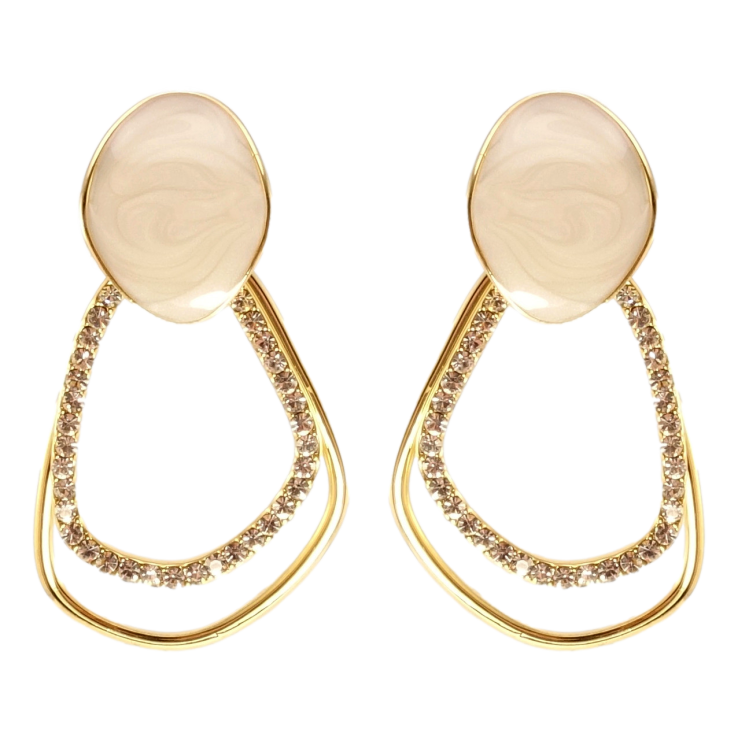 Сережки Xuping QQMM Позолота 14K пусети Фігурні петельки з цирконієм та перламутровим фарбуванням фото №17