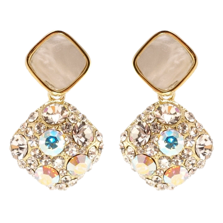 Серьги Xuping QQMM Позолота 14K пусеты Ромбовые подвески с кр-ми и фото №1