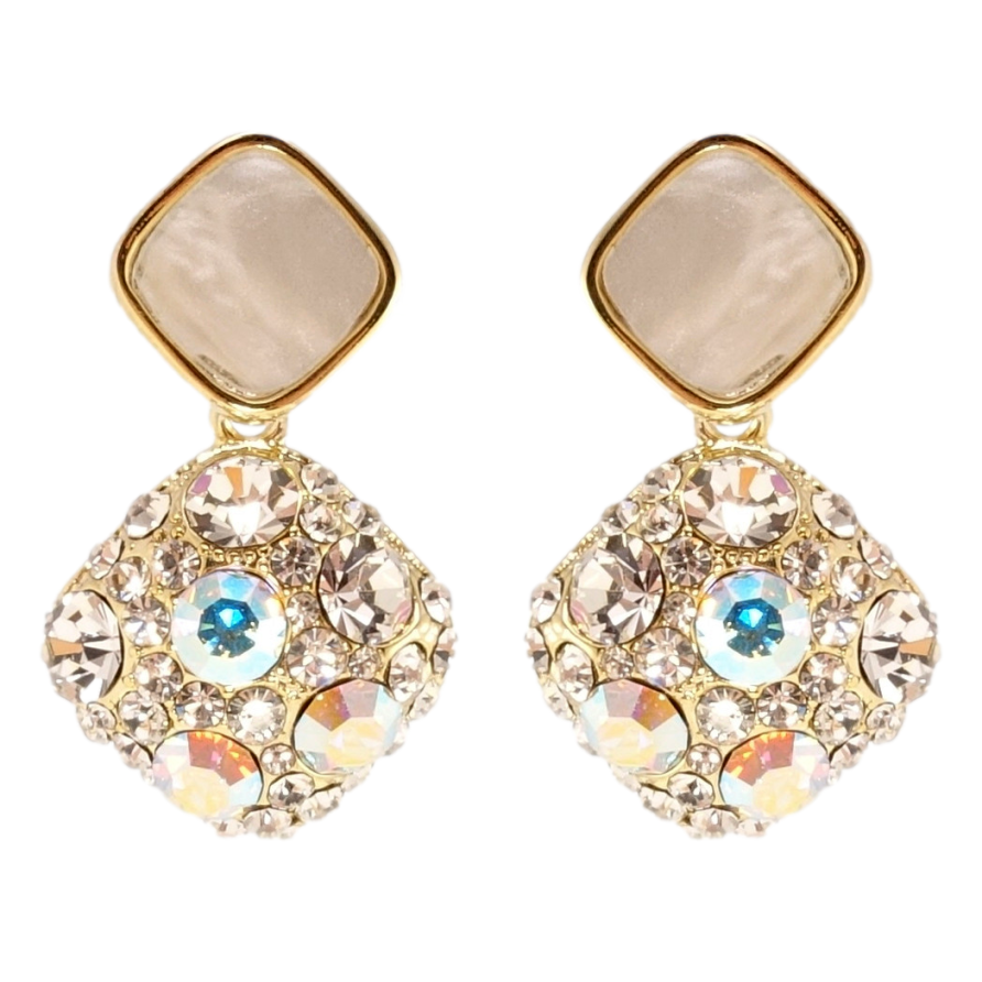 Сережки Xuping QQMM Позолота 14K пусети Ромбові підвіски з кр-ми та фото №1