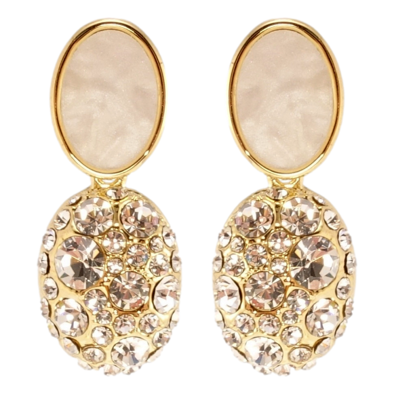 Серьги Xuping QQMM Позолота 14K пусеты Овальные подвески с кр-ми и фото №1