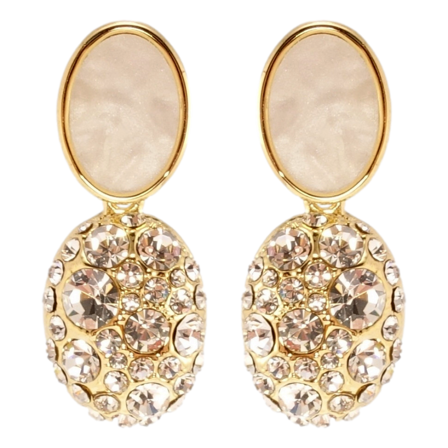 Сережки Xuping QQMM Позолота 14K пусети Овальні підвіски з кр-ми та фото №1