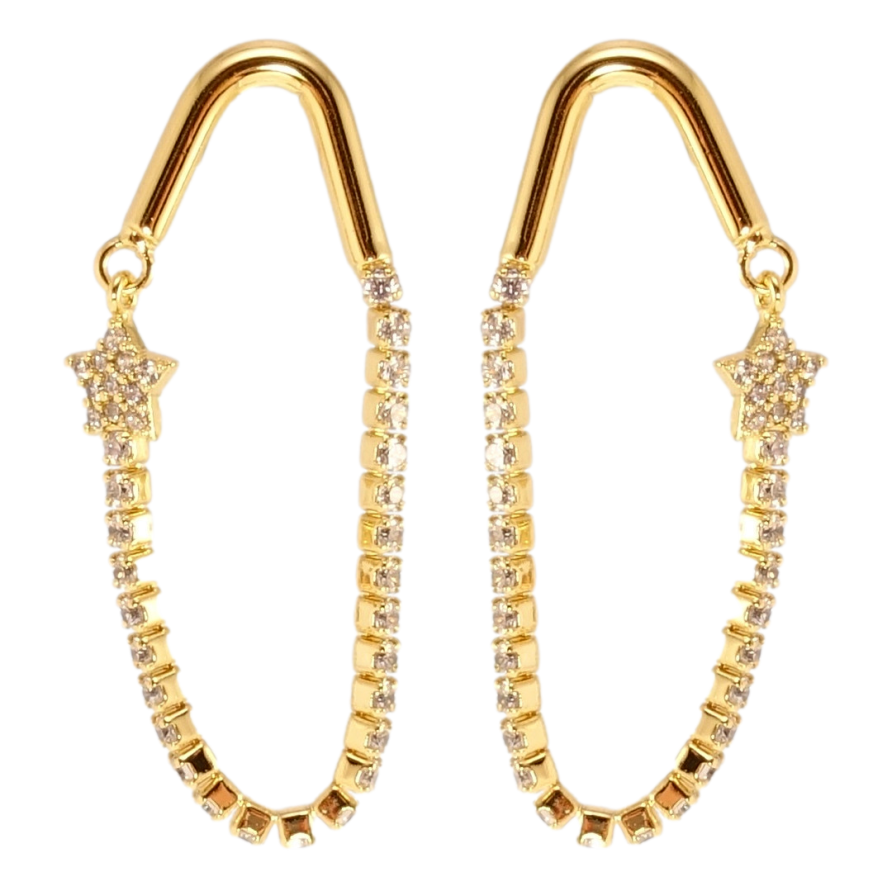 Сережки Xuping QQMM Позолота 14K пусети Авангардні підвіски з кристалами фото №1