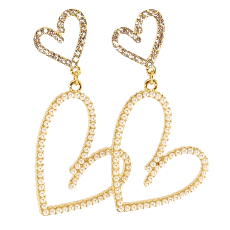 Сережки Xuping QQMM Позолота 14K пусети Сердечки з цирконієм та перлами фото №23