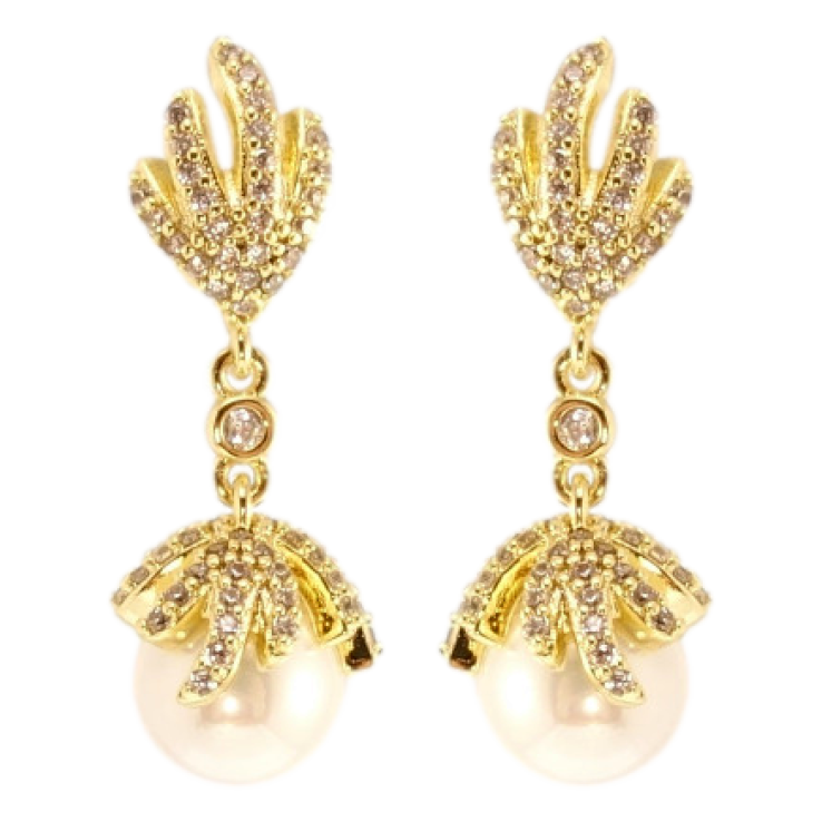 Серьги Xuping QQMM Позолота 14K пусеты Жемчужные бутоны фото №25