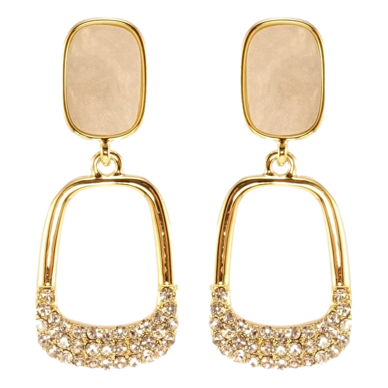 Сережки Xuping QQMM Позолота 14K пусети Елегантні форми з цирконієм та фото №11