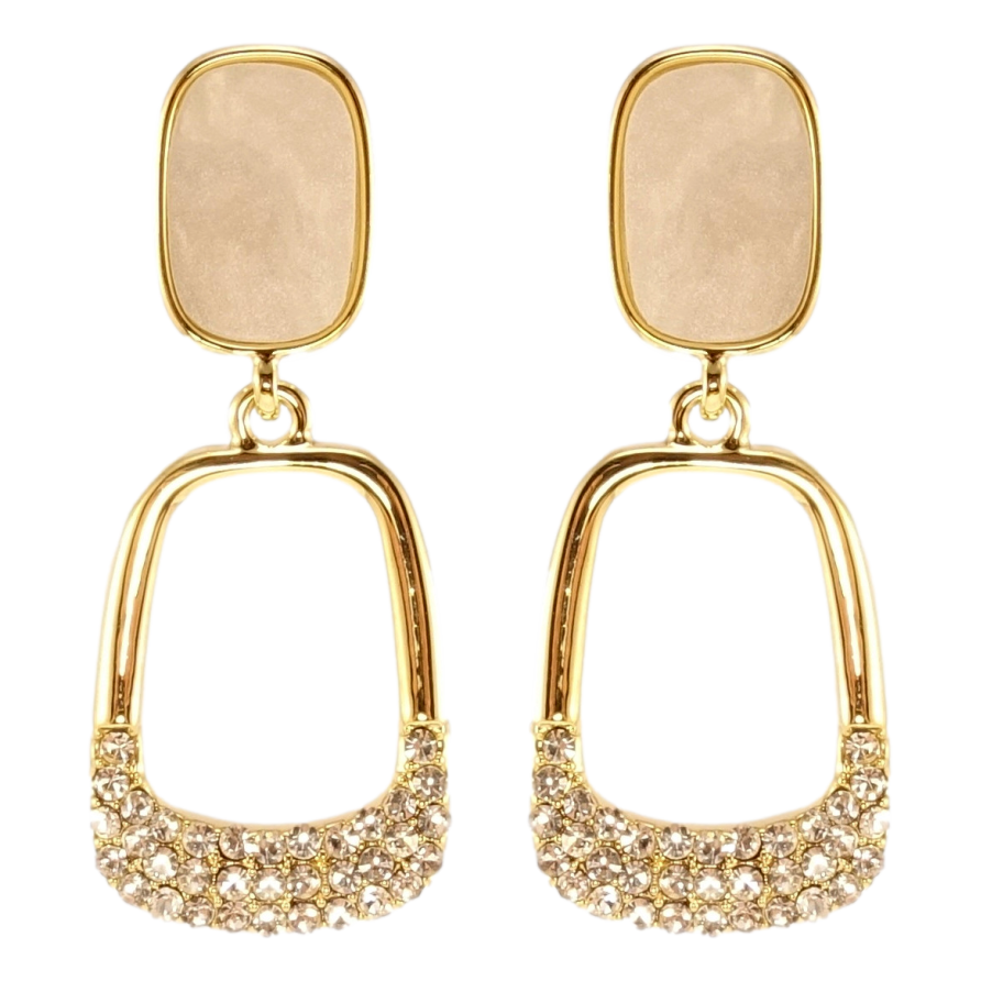 Сережки Xuping QQMM Позолота 14K пусети Елегантні форми з цирконієм та фото №1