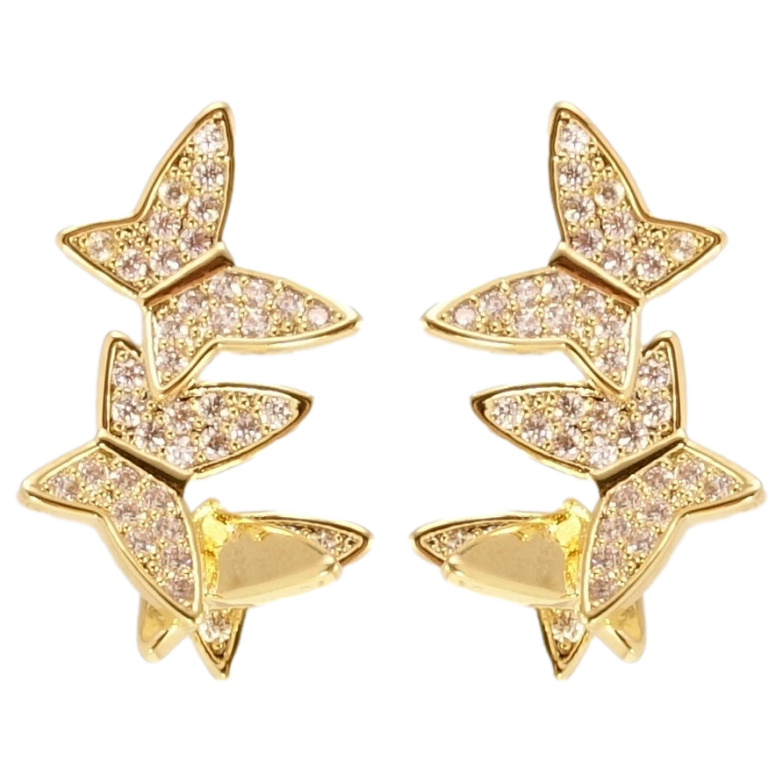 Серьги Xuping QQMM Позолота 14K пусеты Бабочки с цирконием фото №1