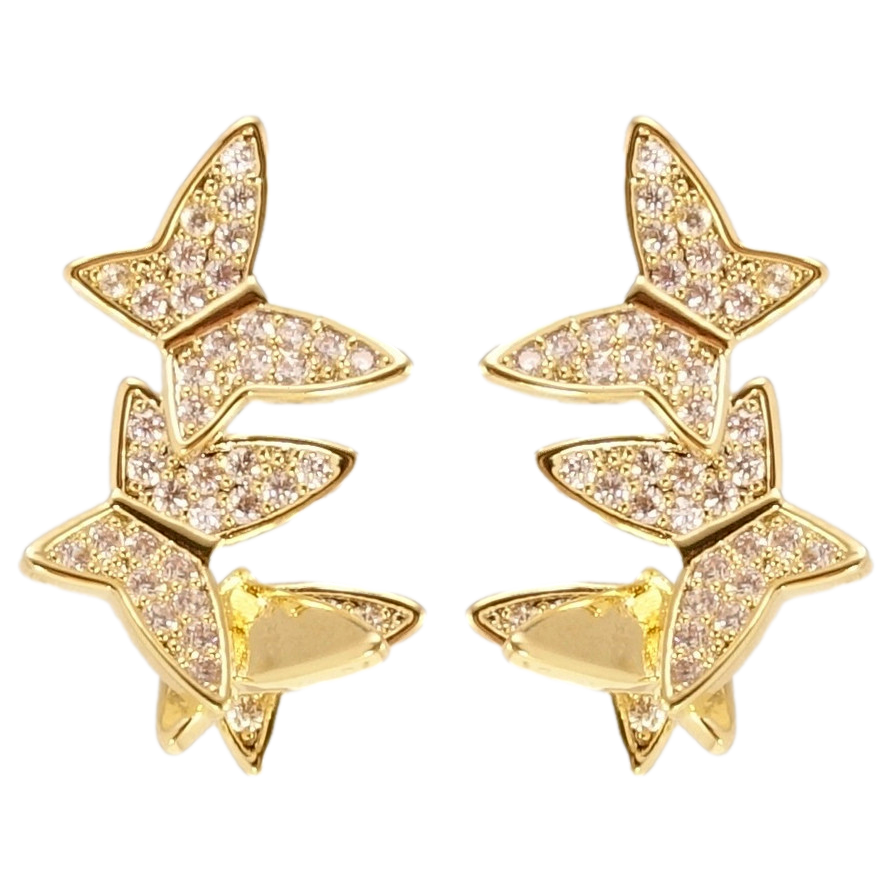 Серьги Xuping QQMM Позолота 14K пусеты Бабочки с цирконием фото №1