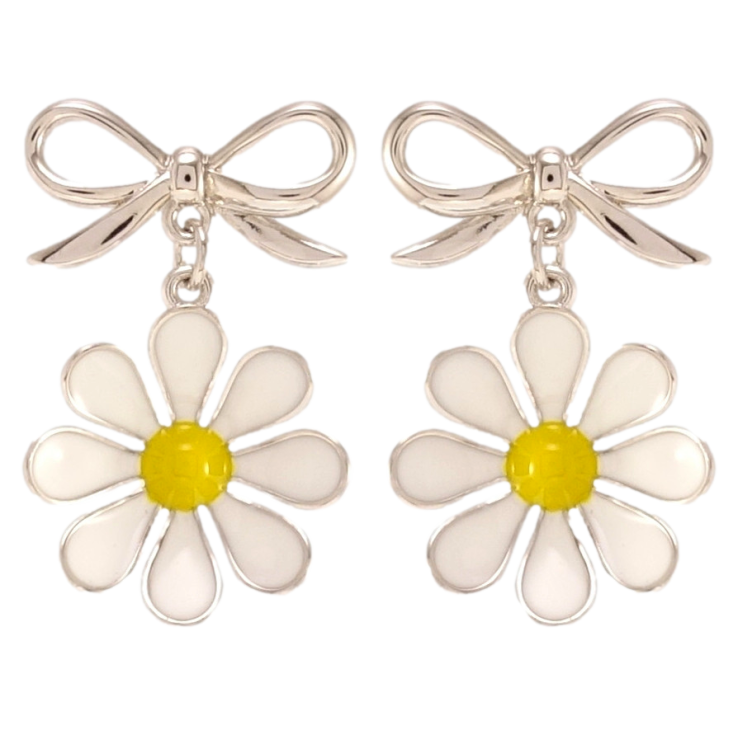 Сережки Xuping QQMM Родій пусети Ромашки на бантиках фото №22