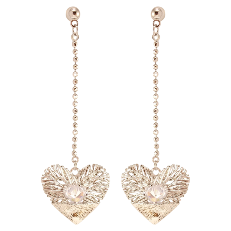 Серьги Xuping QQMM Родий пусеты Декоративные сердечки на цепочке фото №18