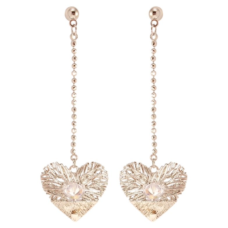 Серьги Xuping QQMM Родий пусеты Декоративные сердечки на цепочке фото №1