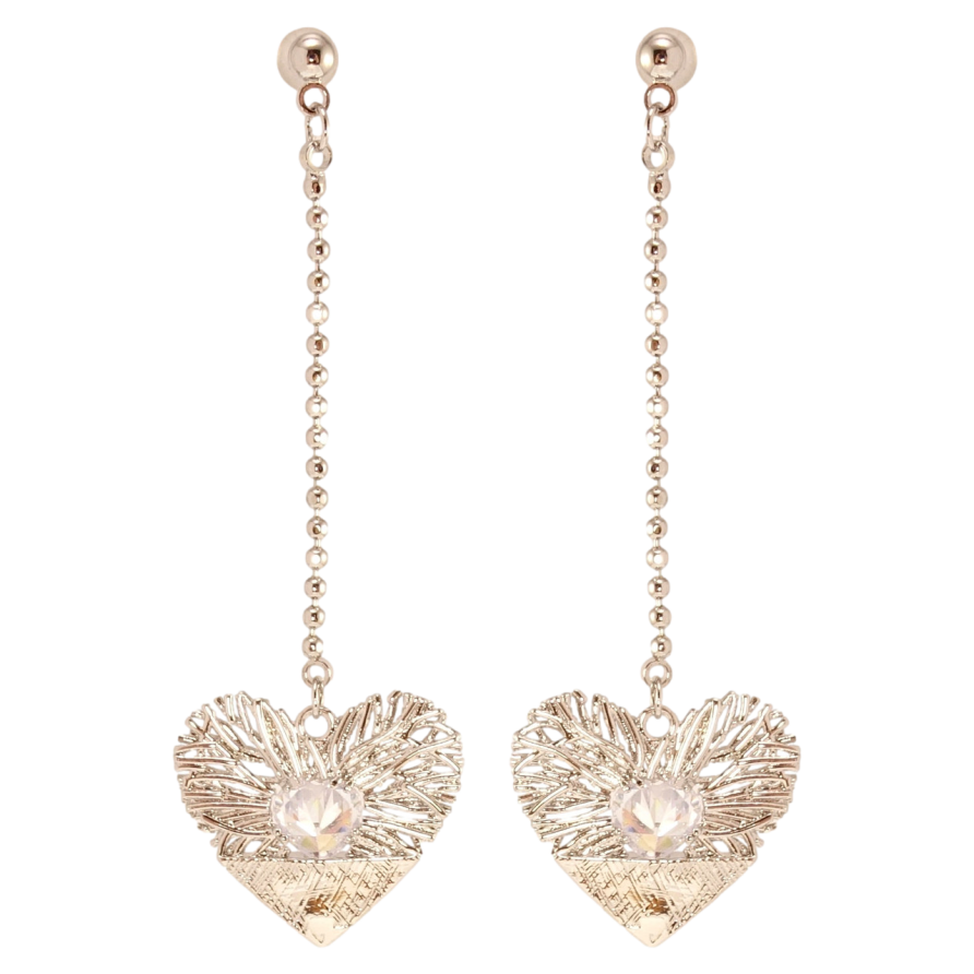 Серьги Xuping QQMM Родий пусеты Декоративные сердечки на цепочке фото №1