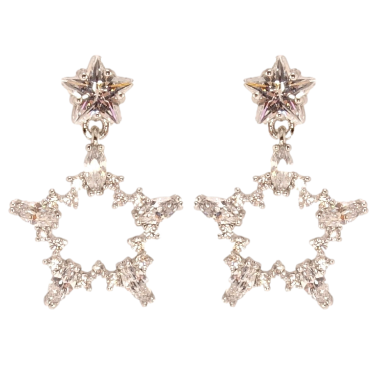 Серьги Xuping QQMM Родий пусеты Кристальные звездочки фото №9