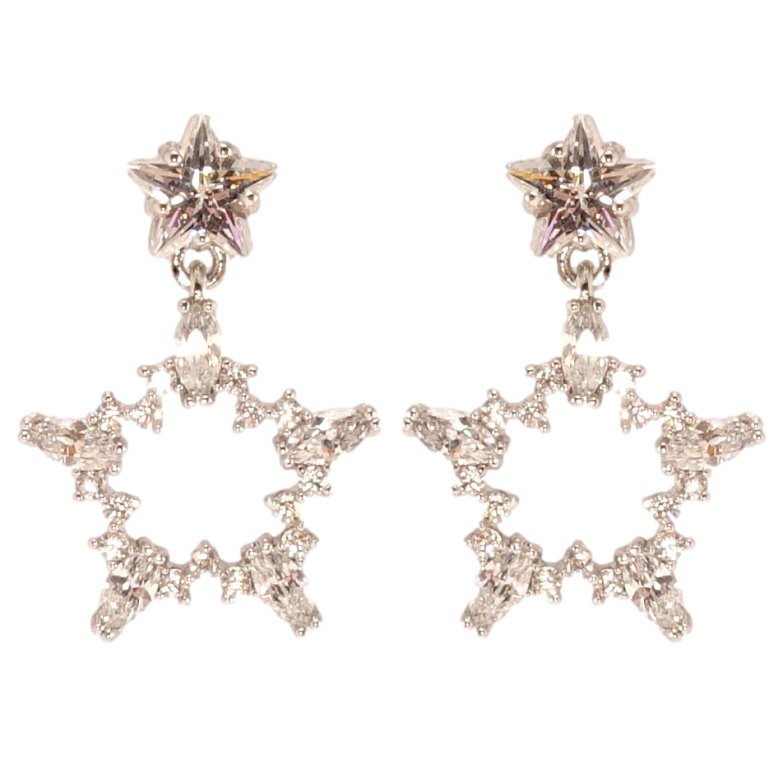 Серьги Xuping QQMM Родий пусеты Кристальные звездочки фото №1