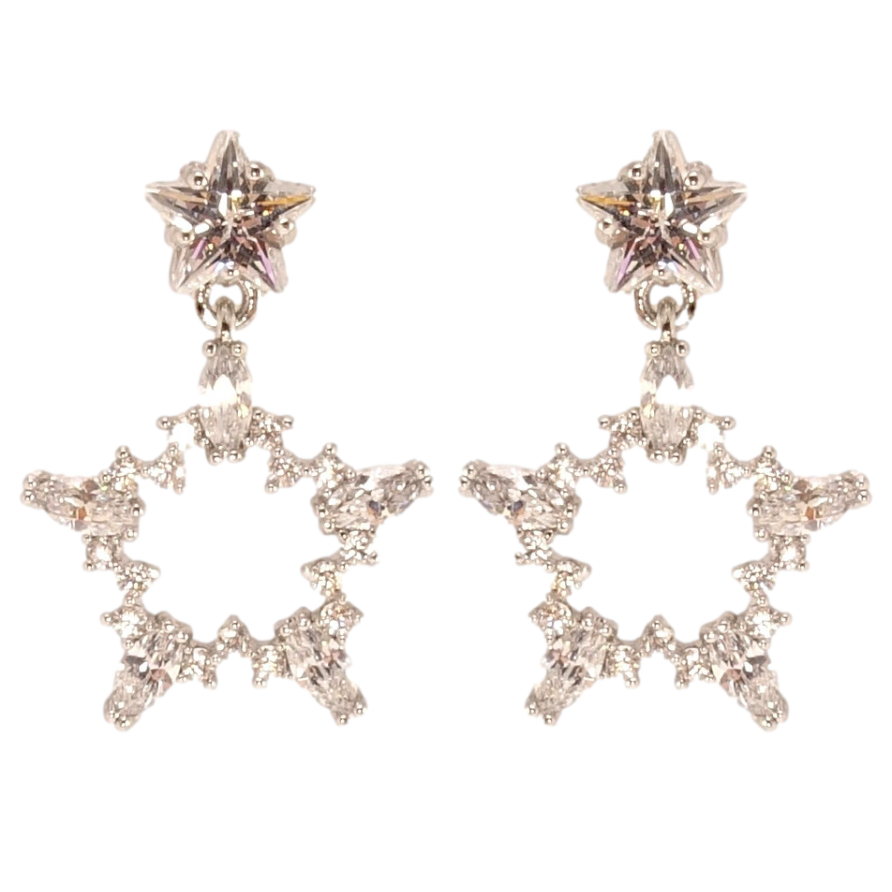 Сережки Xuping QQMM Родій пусети Кристальні зірочки фото №1