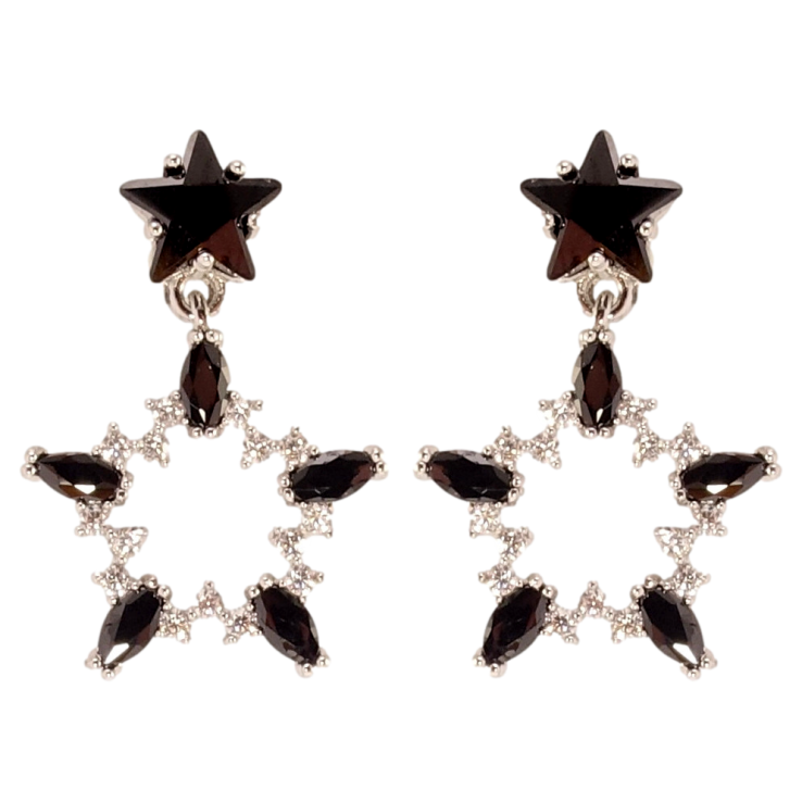 Сережки Xuping QQMM Родій пусети Чорно-білі кришталеві зірочки фото №20