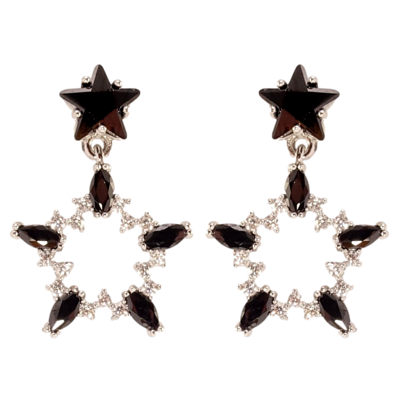 Серьги Xuping QQMM Родий пусеты Черно-белые кристальные звездочки фото №9