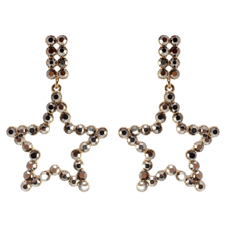 Сережки Xuping QQMM Родій пусети Чорні кристальні зірки фото №12