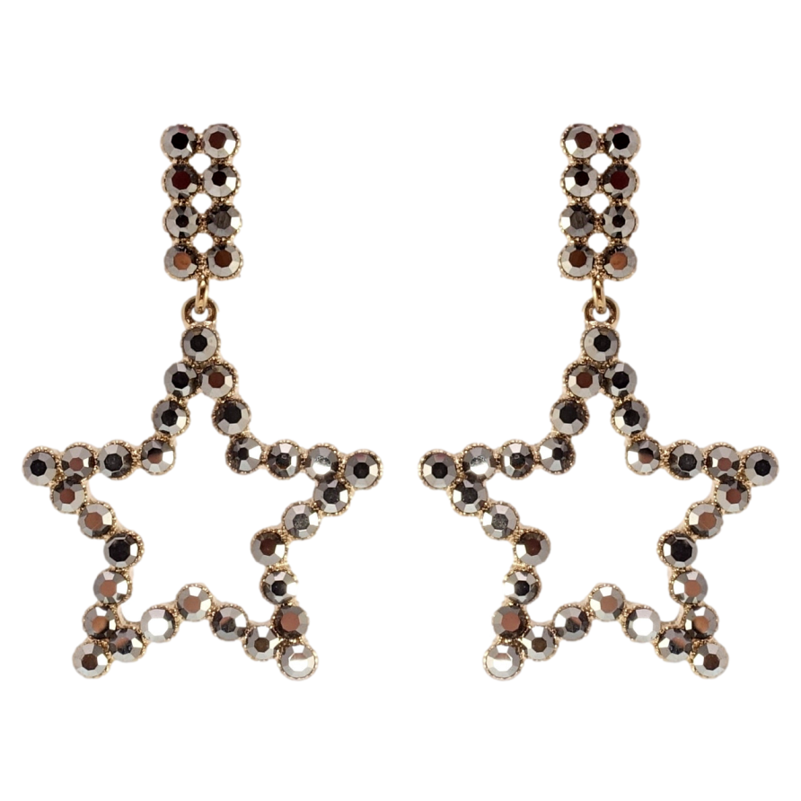 Серьги Xuping QQMM Родий пусеты Черные кристальные звезды фото №1