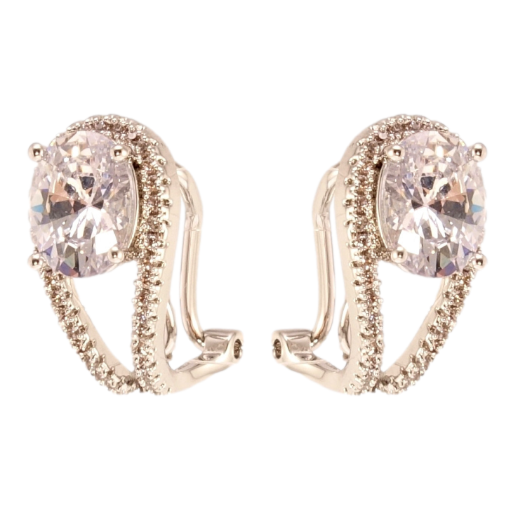 Сережки Xuping QQMM Родій італійський замок Кристали в петельках фото №8 Сережки Xuping QQMM Родій італійський замок Кристали в петельках фото №8