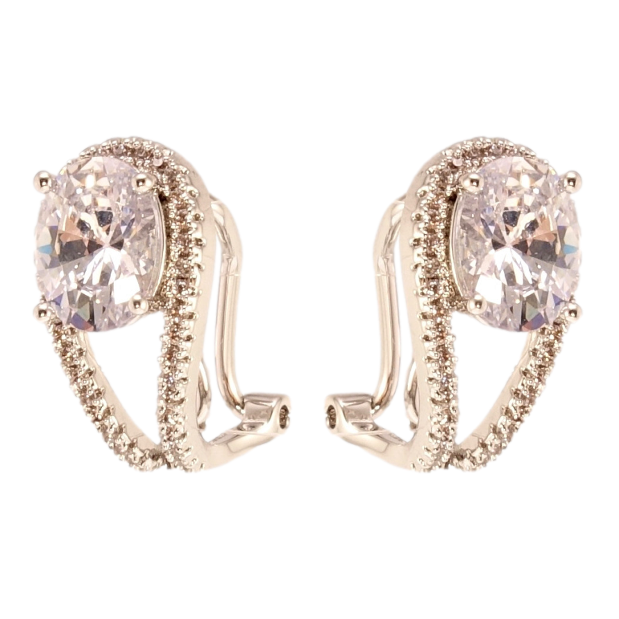 Сережки Xuping QQMM Родій італійський замок Кристали в петельках фото №1 Сережки Xuping QQMM Родій італійський замок Кристали в петельках фото №1