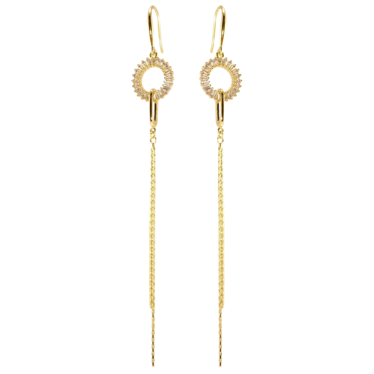 Сережки Xuping QQMM Позолота 14K французький замок колечки з підвісками ланцюжками фото №7