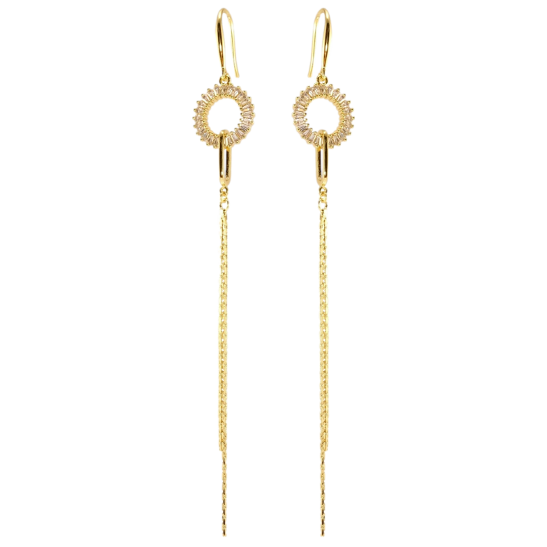 Сережки Xuping QQMM Позолота 14K французький замок колечки з підвісками ланцюжками фото №8