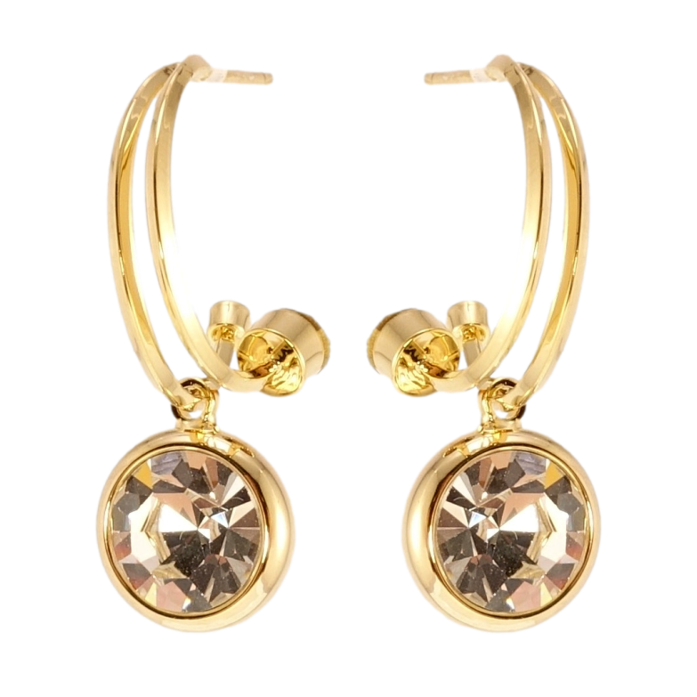 Серьги Xuping QQMM Позолота 14K пусеты Кристаллы на дужках фото №1