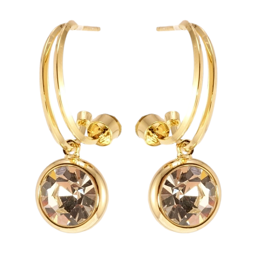 Сережки Xuping QQMM Позолота 14K пусети Кристали на дужках фото №1