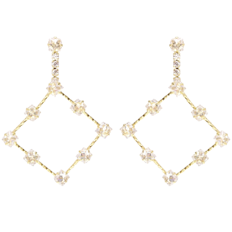 Серьги Xuping QQMM Позолота 14K пусеты Ромбовые подвески с кристаллами фото №1