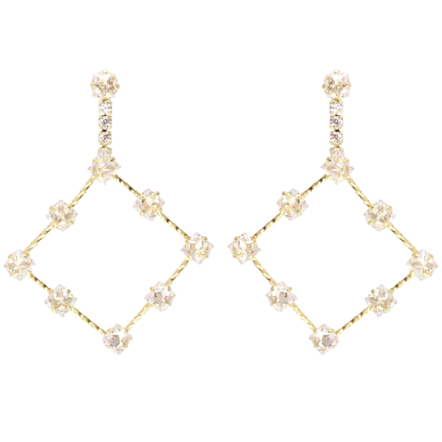 Сережки Xuping QQMM Позолота 14K пусети Ромбові підвіски з кристалами фото №1