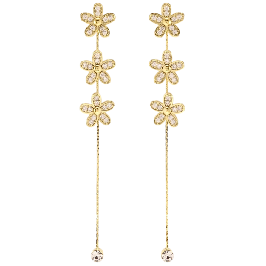 Сережки Xuping QQMM Позолота 14K пусети Квіточки з цирконієм фото №1