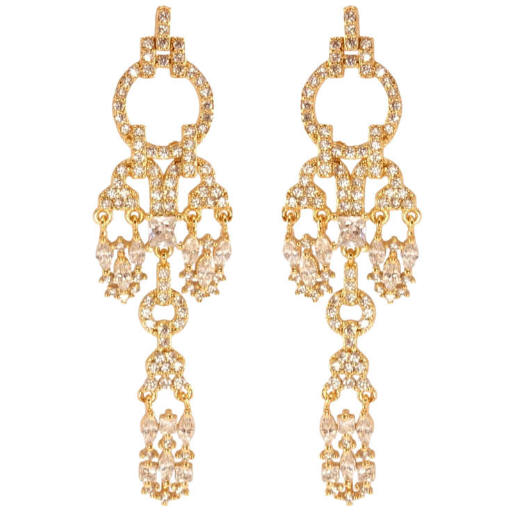 Сережки Xuping QQMM Позолота 18K пусети Леді інкрустація цирконієм фото №17