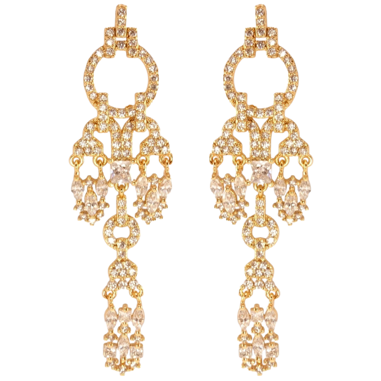 Сережки Xuping QQMM Позолота 18K пусети Леді інкрустація цирконієм фото №9