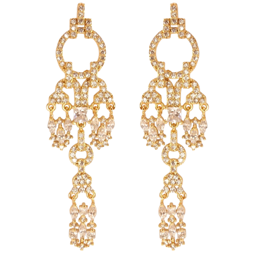 Сережки Xuping QQMM Позолота 18K пусети Леді інкрустація цирконієм фото №1