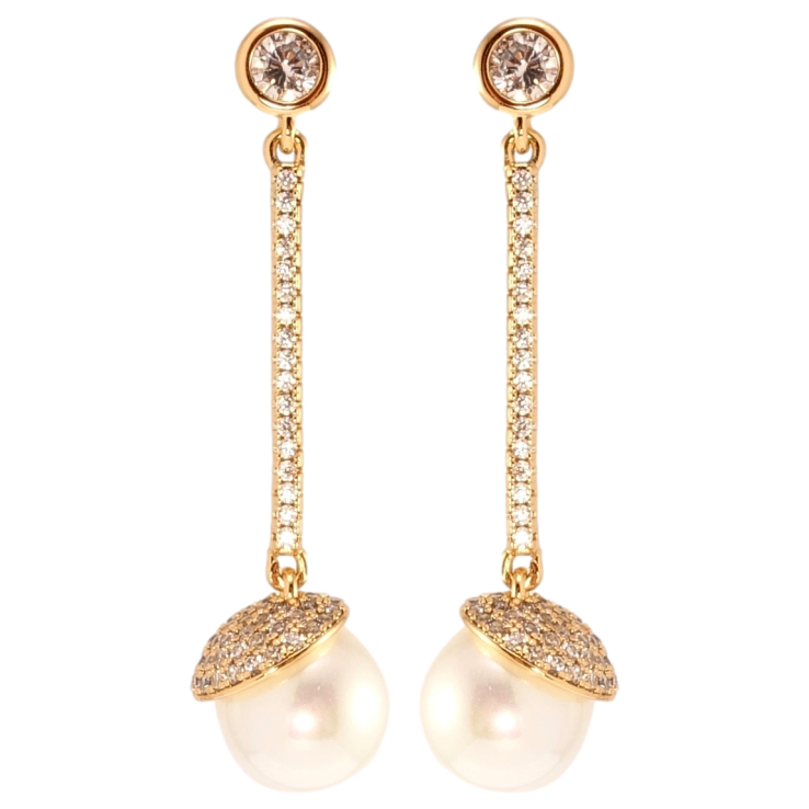 Серьги Xuping QQMM Позолота 18K пусеты Декоративные жемчужные подвески на дорожках циркония фото №22