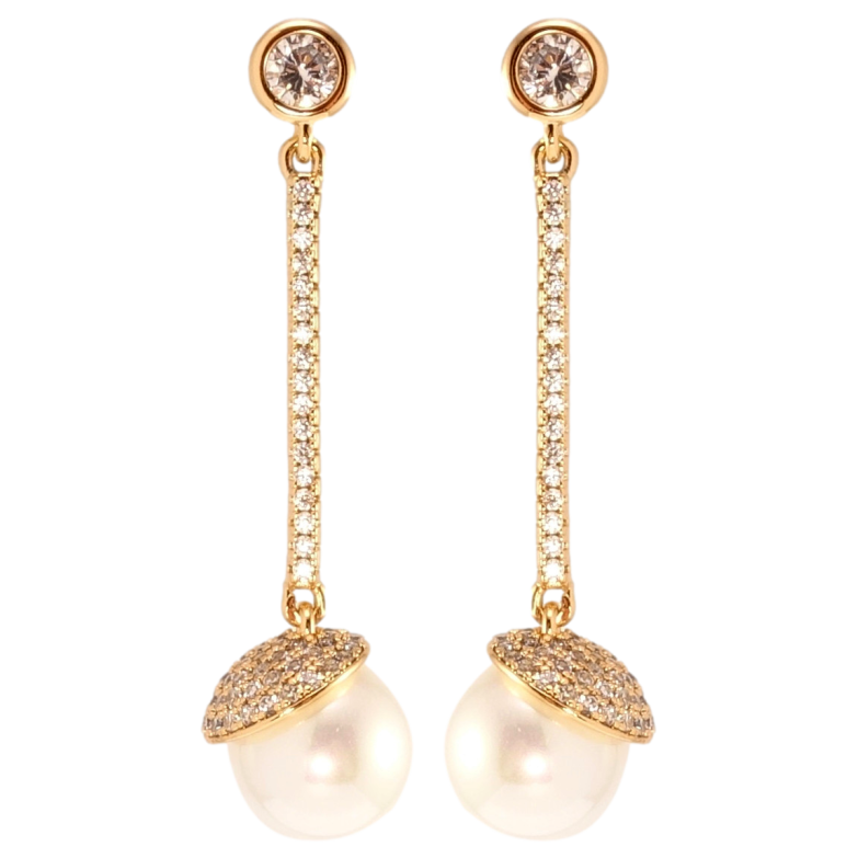 Серьги Xuping QQMM Позолота 18K пусеты Декоративные жемчужные подвески на дорожках циркония фото №1