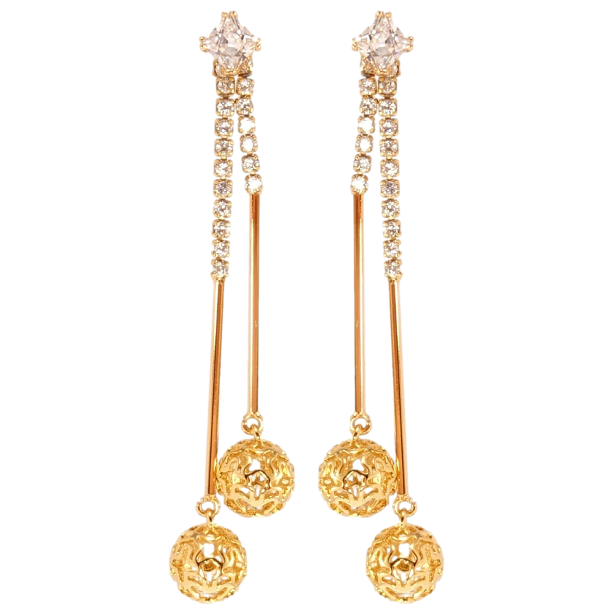 Серьги Xuping QQMM Позолота 18K пусеты Декоративные подвески с резными шариками фото №1