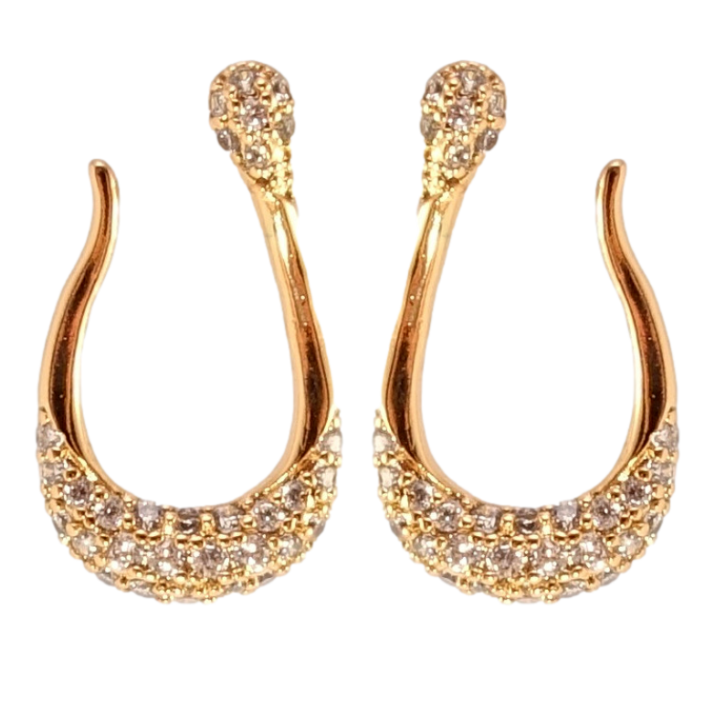 Серьги Xuping QQMM Позолота 18K пусеты Авангардные петельки с цирконием фото №1