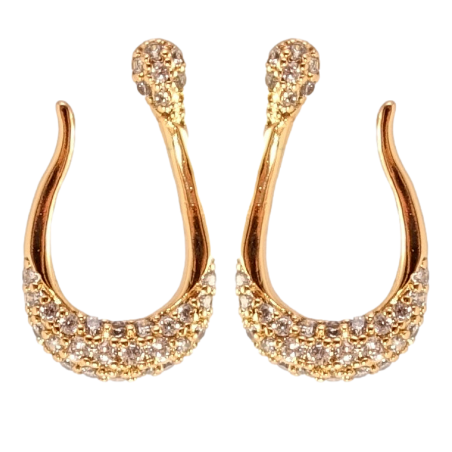 Серьги Xuping QQMM Позолота 18K пусеты Авангардные петельки с цирконием фото №1