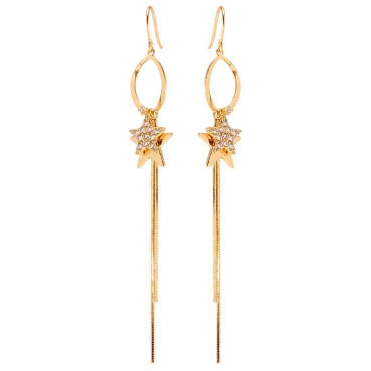 Серьги Xuping QQMM Позолота 18K французский замок Звездные подвески фото №10