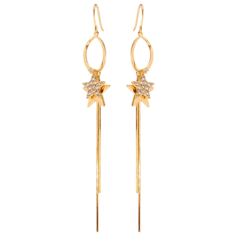 Серьги Xuping QQMM Позолота 18K французский замок Звездные подвески фото №1